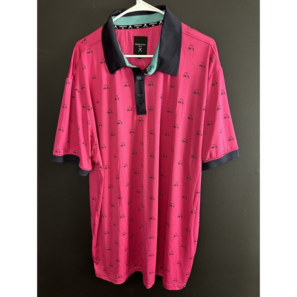 KENNETH COLE GOLF Polo Shirt Mens 2XL Pink Premium UPF Stretch Short Sleeve New - Picture 2 of 10